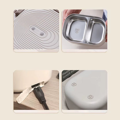 EU US Plug Electric Heated Lunch Box Meal Food Heater 220V 110V 1L Travel Outdoor Work Food Warmer Container Stainless Steel Set